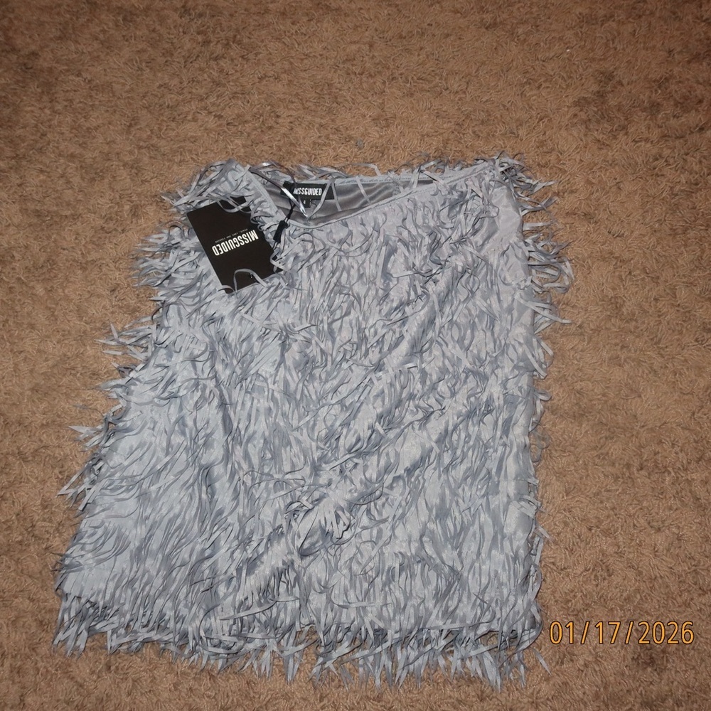 Endless Rose Silver Fringe Mini Skirt Glam Y2K Festival Night Out